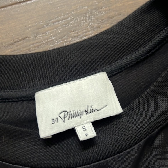 3.1 Phillip Liz Lace Insert Satin T Shirt Dress - Picture 2 of 6